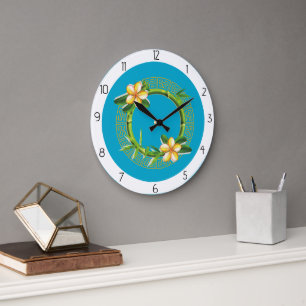 gelbe Blumen Große Wanduhr