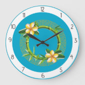 gelbe Blumen Große Wanduhr (Vorderseite)