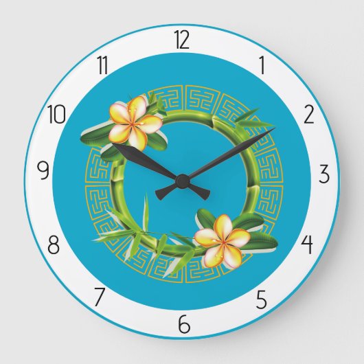 gelbe Blumen Große Wanduhr (Vorderseite)