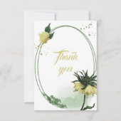 Gelbe Blumen grün Blätter geometrisch Dankeskarte (Vorderseite)