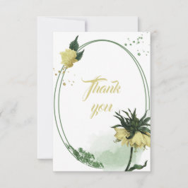 Gelbe Blumen grün Blätter geometrisch Dankeskarte