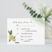 Gelbe Blumen, grüne Blätter - Auswahl RSVP Karte (Stehend Vorderseite)