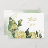 Gelbe Blumen, grüne Blätter Dankeskarte (Vorne/Hinten)