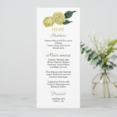 Gelbe Blumen Grüne Blätter Hochzeitsmenü Menükarte (Stehend Vorderseite)