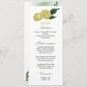 Gelbe Blumen Grüne Blätter Hochzeitsmenü Menükarte (Vorne/Hinten)