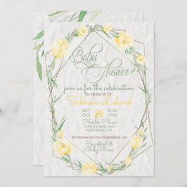 Gelbe Blumen Grüne Terrarium Babydusche Einladung