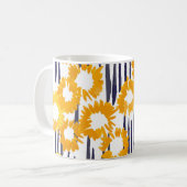 Gelbe Blumen: handbemalt Vintag Kaffeetasse (Vorderseite Links)