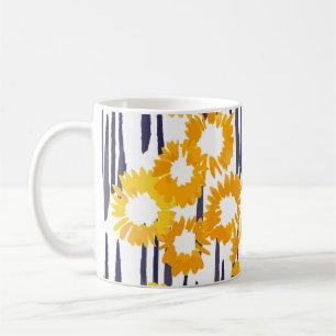Gelbe Blumen: handbemalt Vintag Kaffeetasse