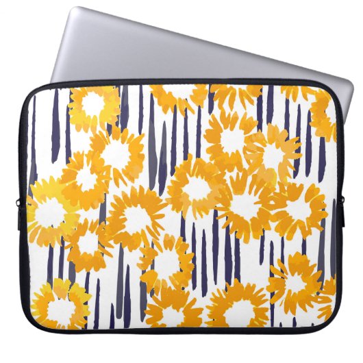 Gelbe Blumen: handbemalt Vintag Laptopschutzhülle (Vorderseite)