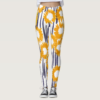 Gelbe Blumen: handbemalt Vintag Leggings