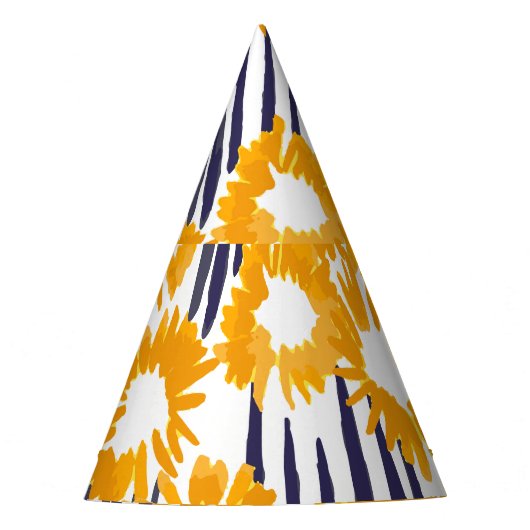 Gelbe Blumen: handbemalt Vintag Partyhütchen (Vorderseite)