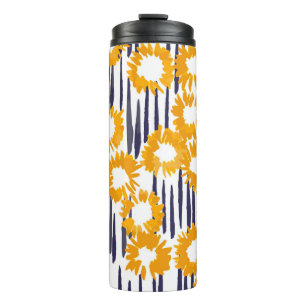 Gelbe Blumen: handbemalt Vintag Thermosbecher