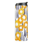Gelbe Blumen: handbemalt Vintag Thermosbecher (Nach links gedreht)