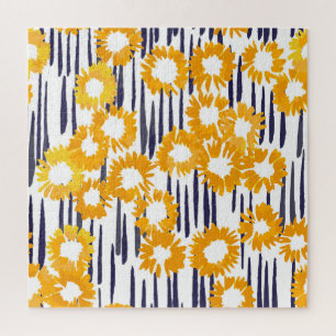 Gelbe Blumen: Handbemalte Vintage Puzzle