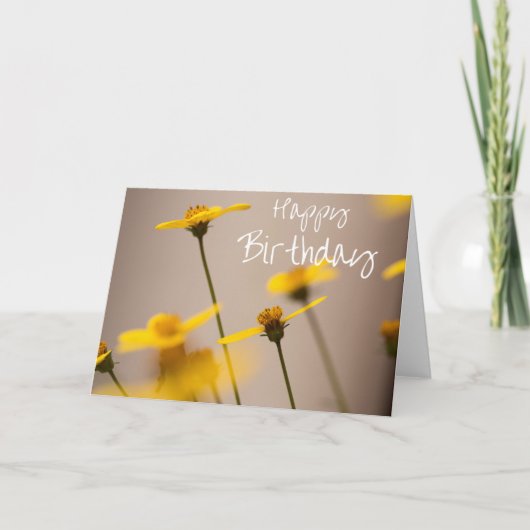 Gelbe Blumen Happy Birthday Card Karte (Vorderseite)