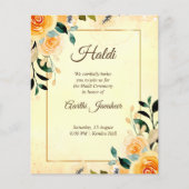 Gelbe Blumen Haushalt Haldi Pithi Einladung (Vorderseite)