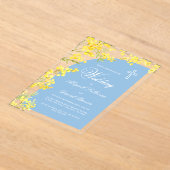 Gelbe Blumen Hellblauer Bogen Religiöse Hochzeit Acryleinladungen (Ablage )