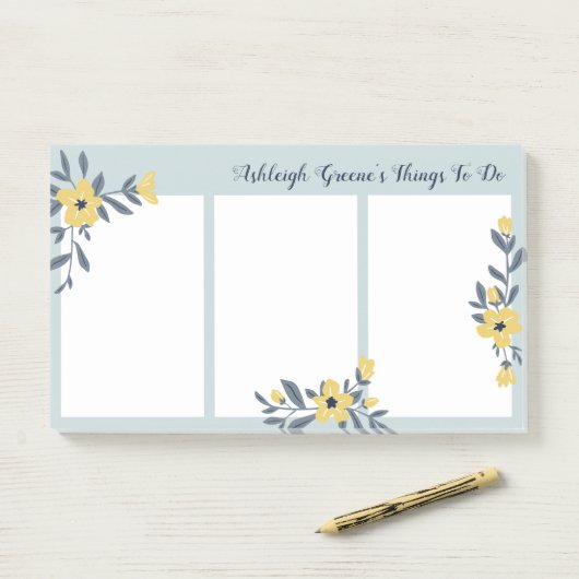 Gelbe Blumen Hübsche Dinge zu tun Post-it Klebezettel (Auf Schreibtisch)