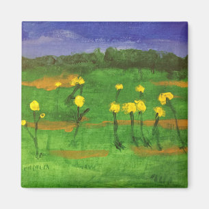 Gelbe Blumen im Feldmagneten Magnet