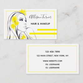 Gelbe Blumen im Haar Elegant Makeup Künstlerin Visitenkarte