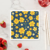 Gelbe Blumen im Schwarzen Hintergrund Serviette (Beispiel)
