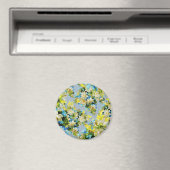 Gelbe Blumen im Vintage-Blumenmuster Magnet (In Situ (Geschirrspüler))