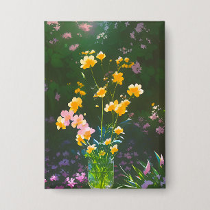 Gelbe Blumen in einem Jar Button