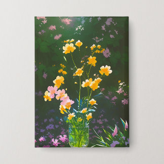 Gelbe Blumen in einem Jar Button