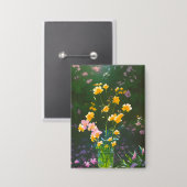 Gelbe Blumen in einem Jar Button (Vorderseite/Rückseite)