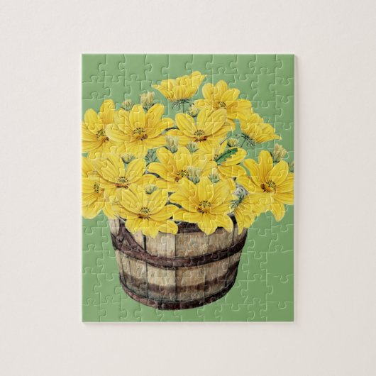gelbe Blumen in einem Korb Puzzle (Vertikal)