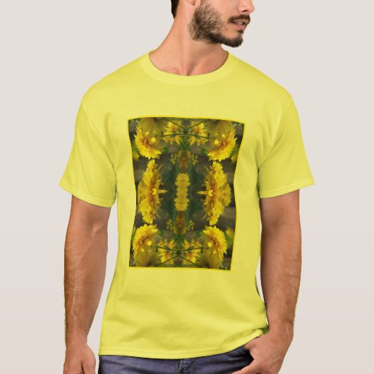 Gelbe Blumen in Sonnenschein Abstrakt T-Shirt (Vorderseite)