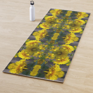 Gelbe Blumen in Sonnenschein Abstrakt Yogamatte