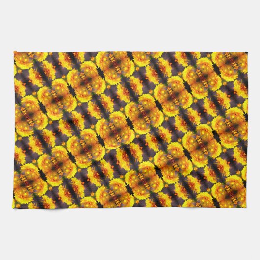 Gelbe Blumen in sonniger Abstrakter Form Geschirrtuch (Horizontal)