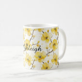 Gelbe Blumen Kaffeetasse (VorderseiteRechts)