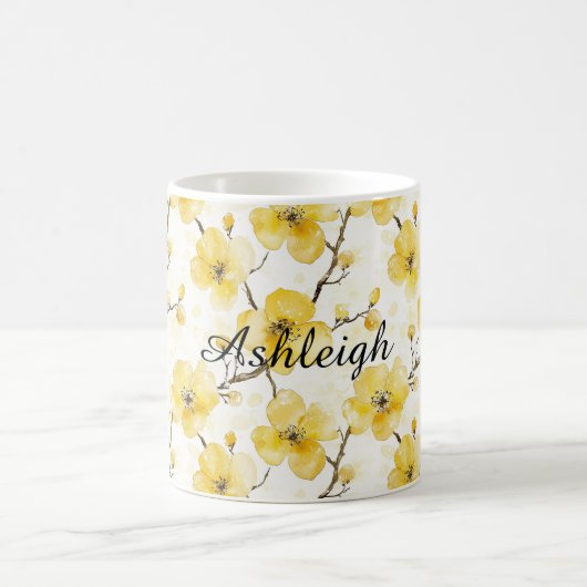 Gelbe Blumen Kaffeetasse (Mittel)