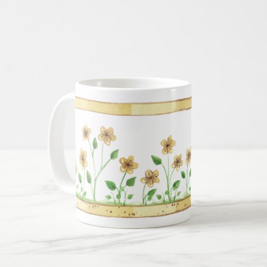Gelbe Blumen Kaffeetasse (Vorderseite Links)