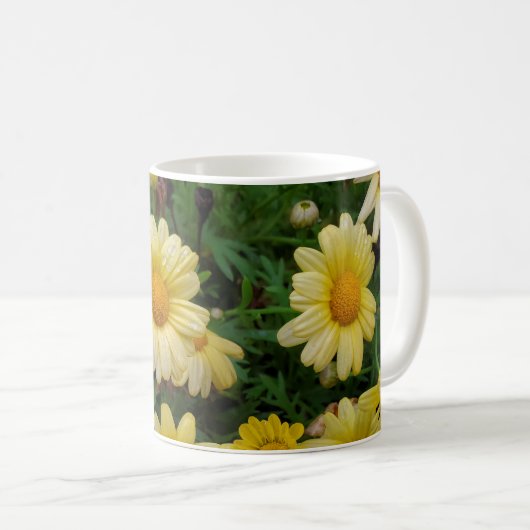 Gelbe Blumen Kaffeetasse (VorderseiteRechts)