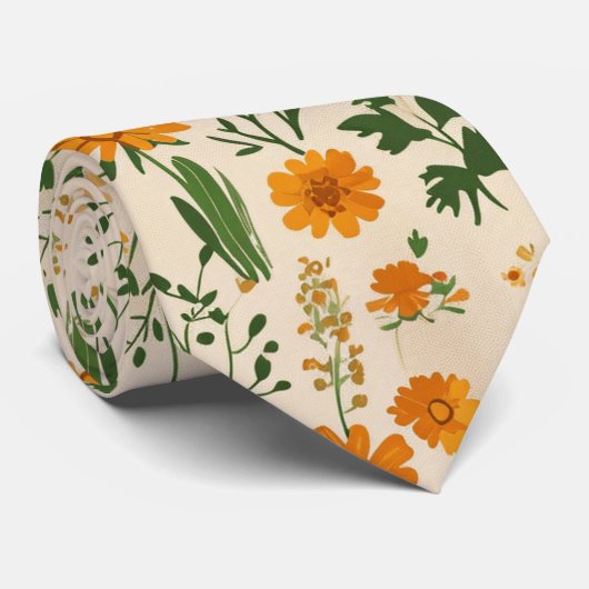 Gelbe Blumen Krawatte (Gerollt)