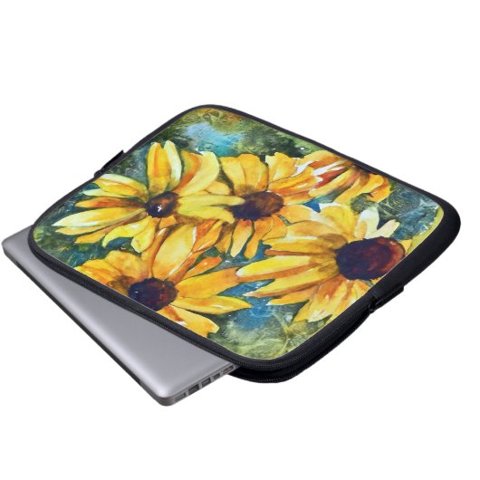 Gelbe Blumen Laptopschutzhülle (Vorne Knopf)