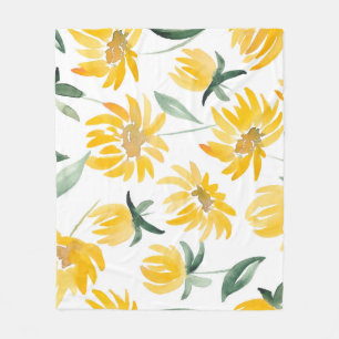Gelbe Blumen Leaf Sommermuster Fleecedecke