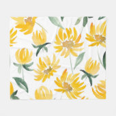 Gelbe Blumen Leaf Sommermuster Fleecedecke (Vorderseite (Horizontal))