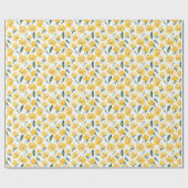 Gelbe Blumen Leaf Sommermuster Geschenkpapier (Flach)