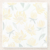 Gelbe Blumen Leaf Sommermuster Glasuntersetzer (Rückseite)