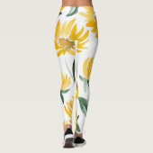 Gelbe Blumen Leaf Sommermuster Leggings (Rückseite)