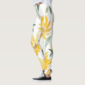Gelbe Blumen Leaf Sommermuster Leggings (Links)