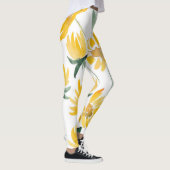 Gelbe Blumen Leaf Sommermuster Leggings (Rechts)