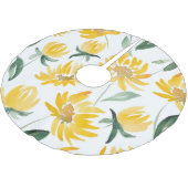 Gelbe Blumen Leaf Sommermuster Polyester Weihnachtsbaumdecke (Schrägansicht)