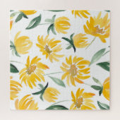 Gelbe Blumen Leaf Sommermuster Puzzle (Horizontal)