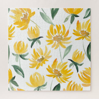 Gelbe Blumen Leaf Sommermuster Puzzle