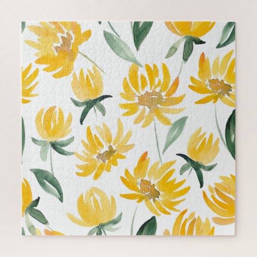 Gelbe Blumen Leaf Sommermuster Puzzle (Vertikal)